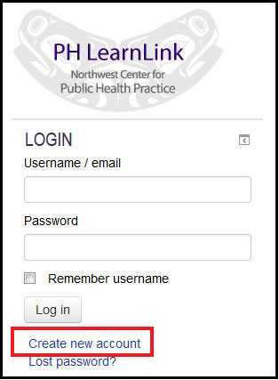 Create new account link on PH LearnLink's login page