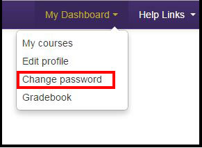 Moodle Dashboard Change Password